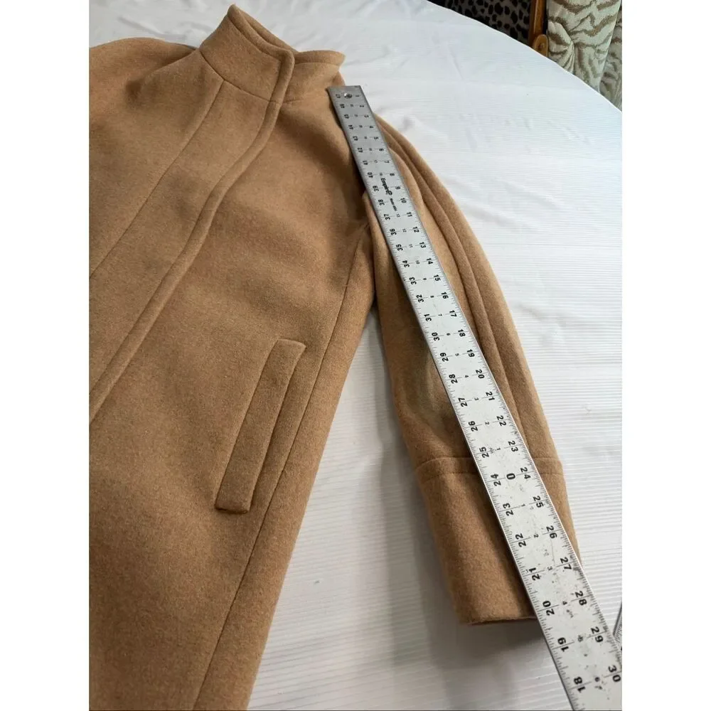 J Crew Acorn Wool Blend Full Zip Mock Neck Long City Coat Overcoat Women’s Sz 8 - Picture 6 of 10